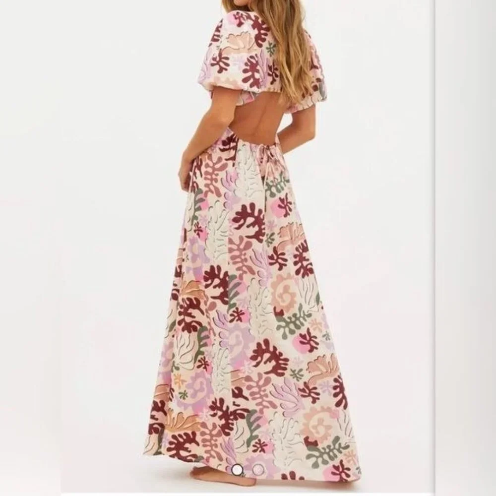Beach Riot Maxi Linen Weston Dress in Desert Succulent - Size Medium - Picture 1 of 8